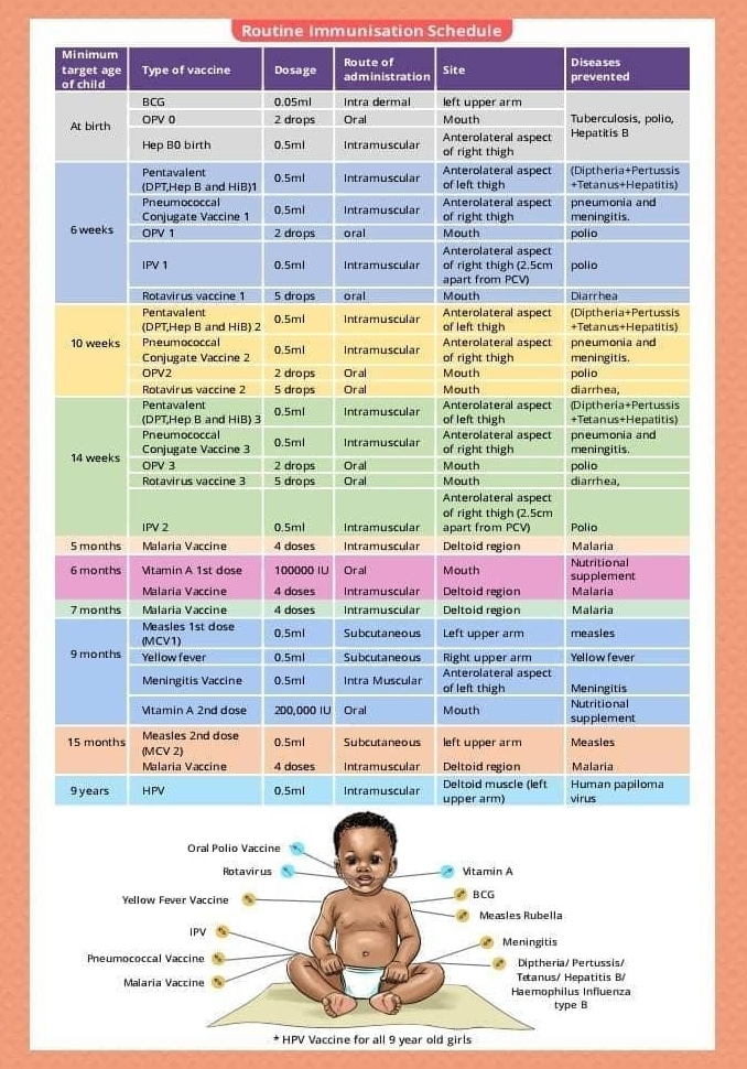 Nigerian Child Routine Vaccination Schedule 2025